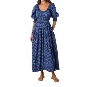 NEW MAREA abby dress in indigo lattice